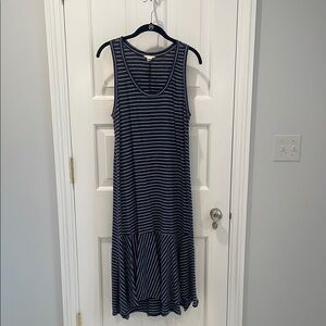 Striped Navy Blue Sleeveless Caslon Midi Dress